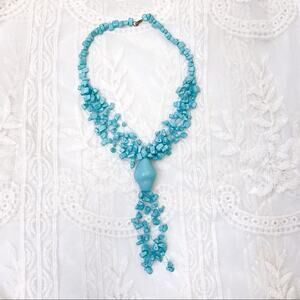 Necklace Blue Beaded Statement
